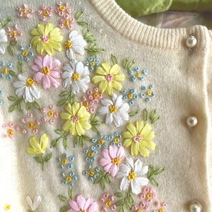 Vintage Stephen Chu angora and wool embroidered cardigan